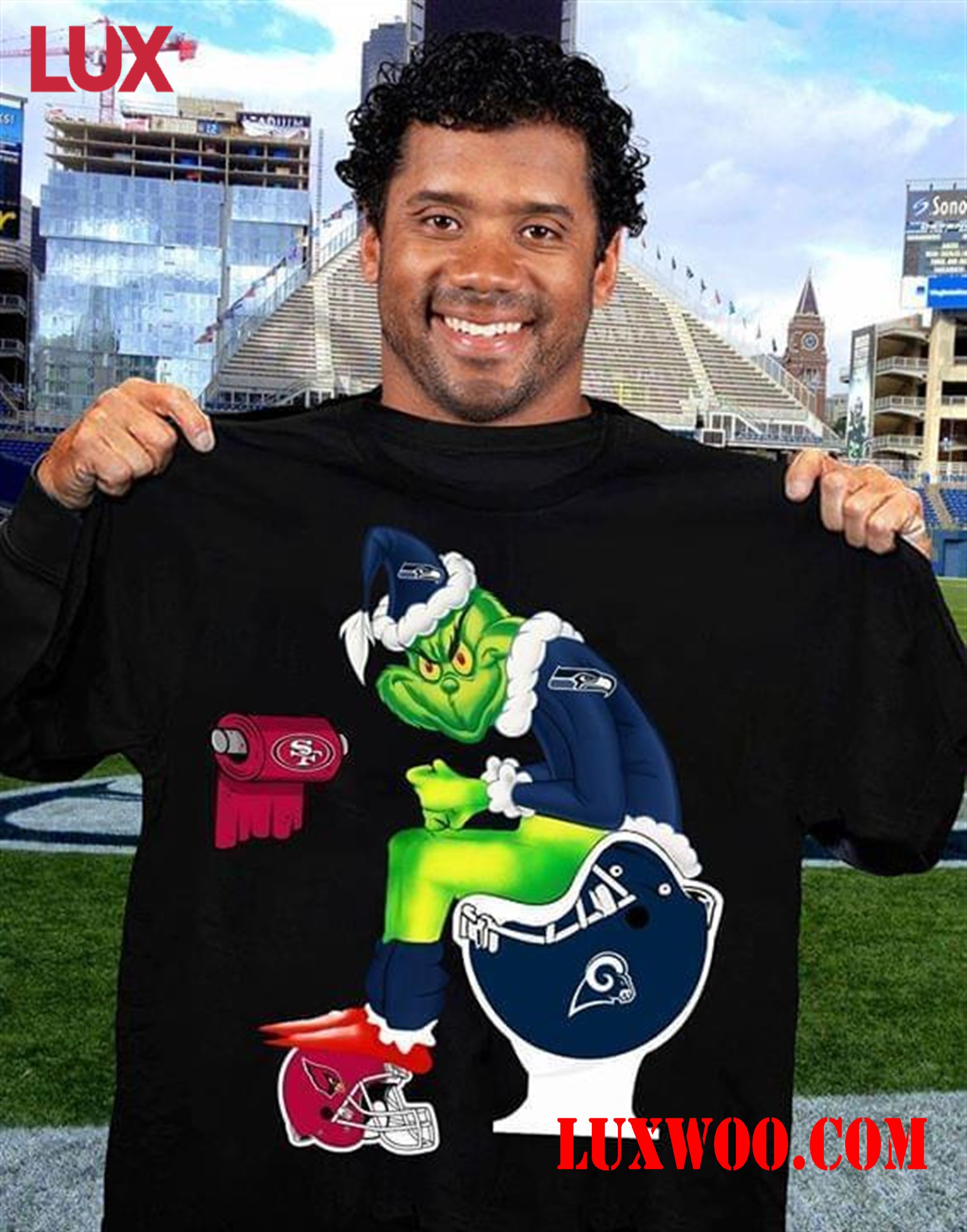 Nfl Arizona Cardinals Seattle Seahawks Grinch Los Angeles Rams Arizona  Cardinals Helmet T Shirt 