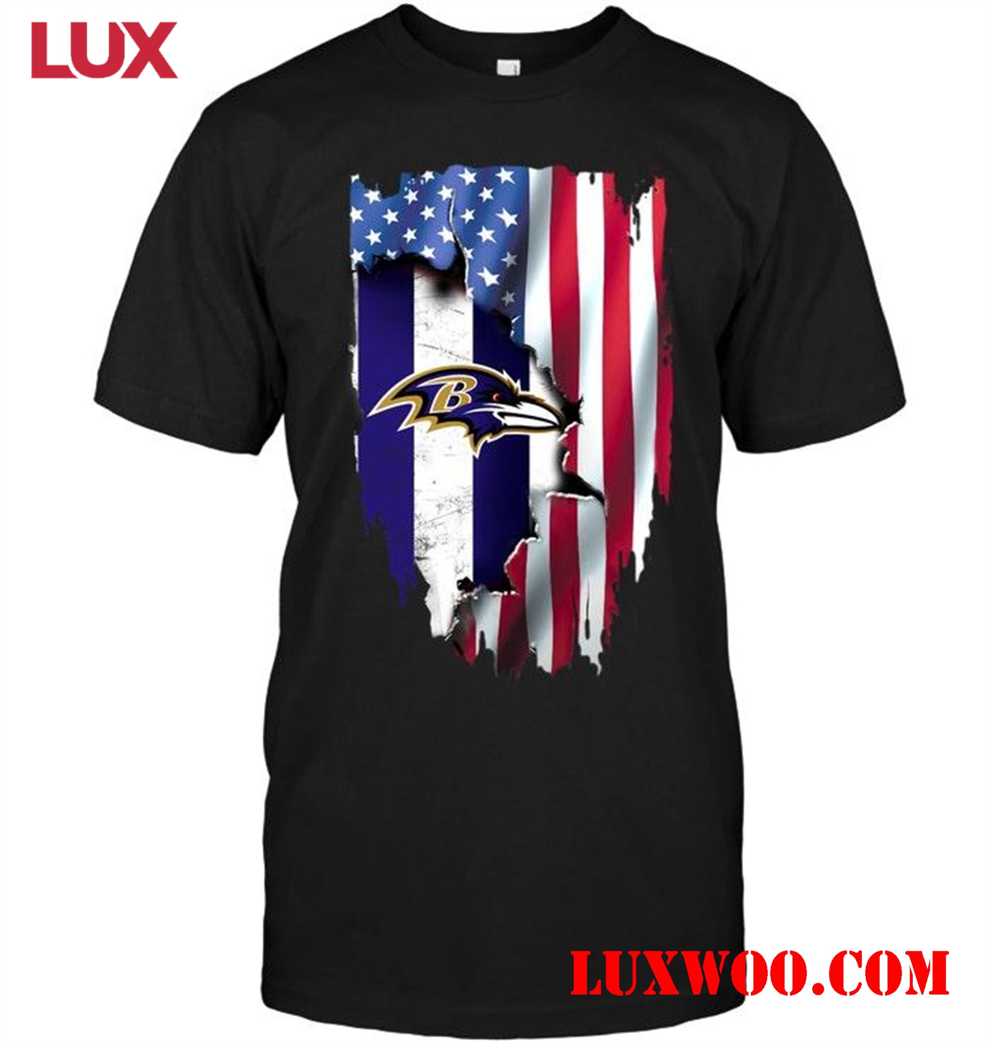 Nfl Baltimore Ravens Flag Ripped American Flag Shirt 