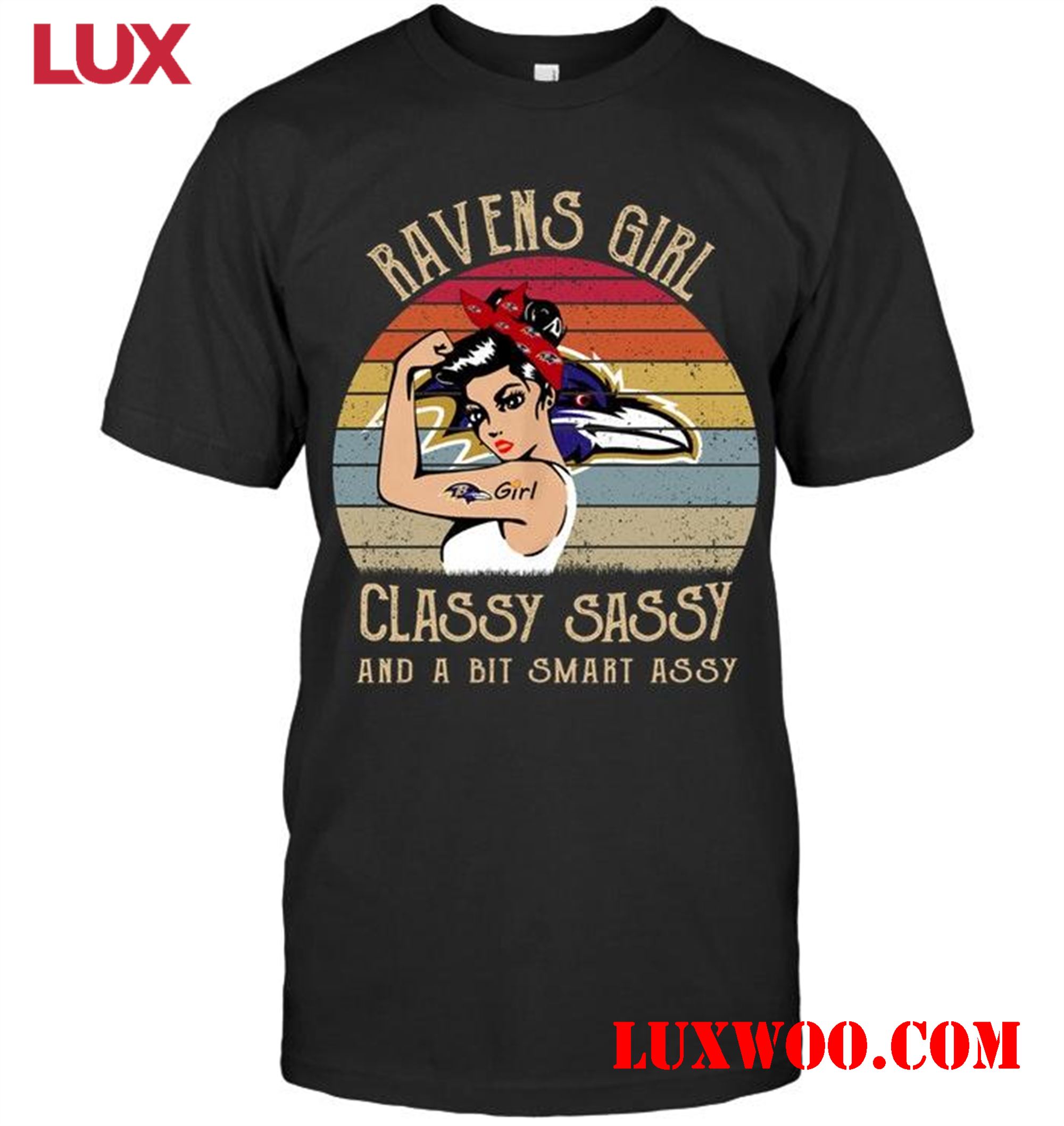 Nfl Baltimore Ravens Girl Classy Sasy And A Bit Smart Asy Retro Shirt 