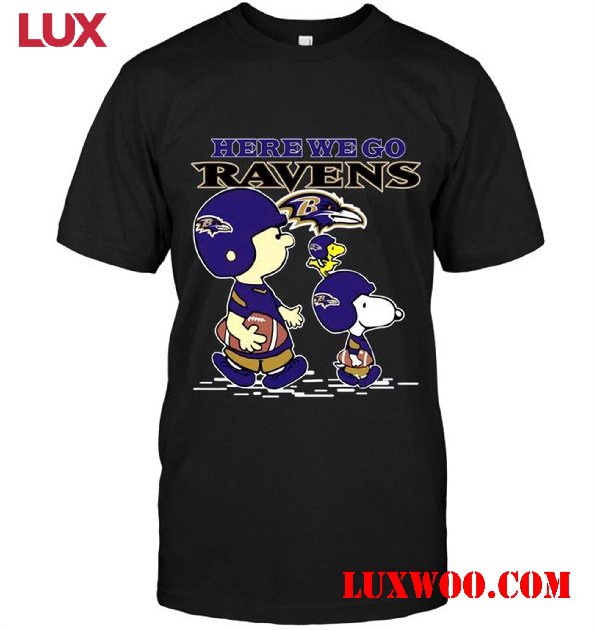 Nfl Baltimore Ravens Here We Go Baltimore Ravens Snoopy Shirt 