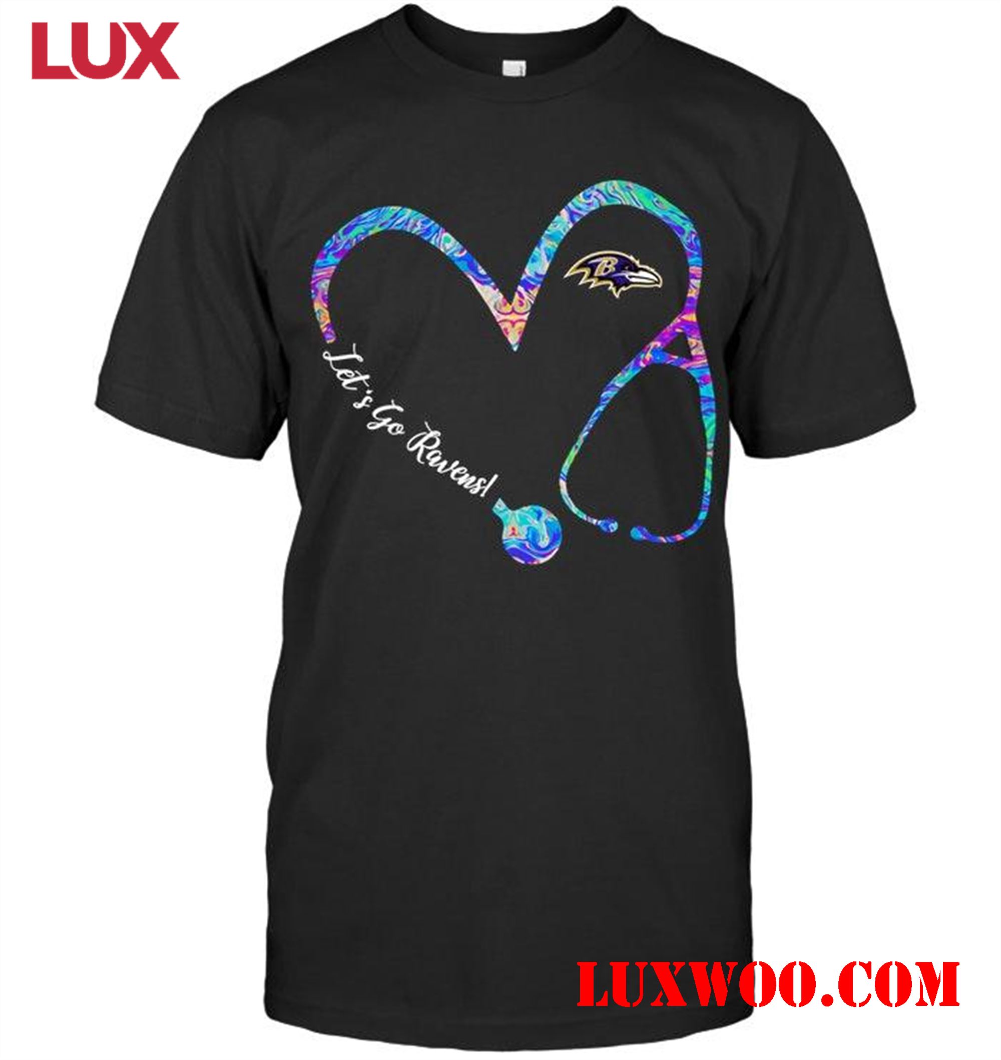 Nfl Baltimore Ravens Lets Go Baltimore Ravens Dyed Nurse Scope Love Shirt 
