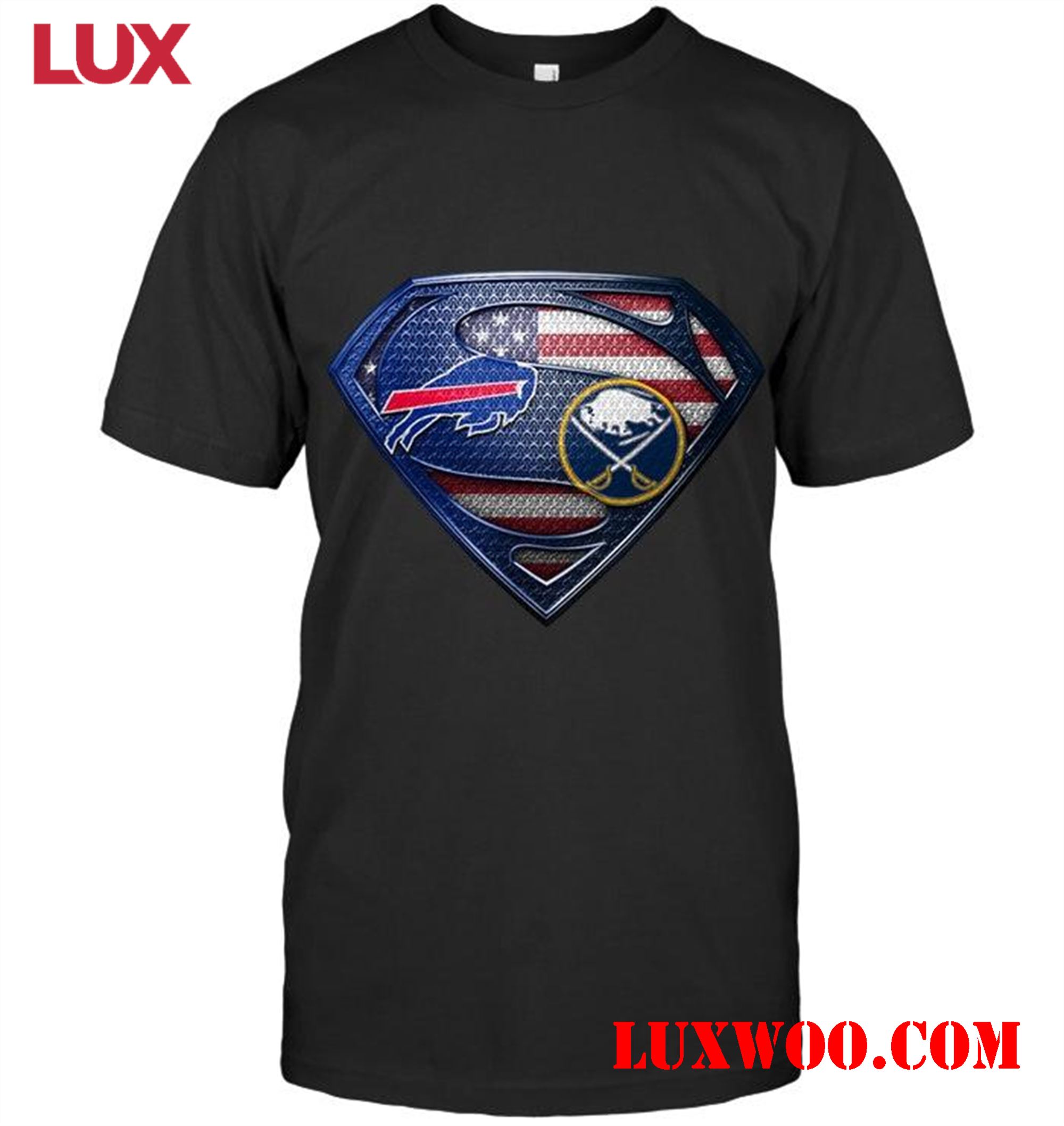 Nfl Buffalo Bills And Buffalo Sabres Superman American Flag Layer Shirt 