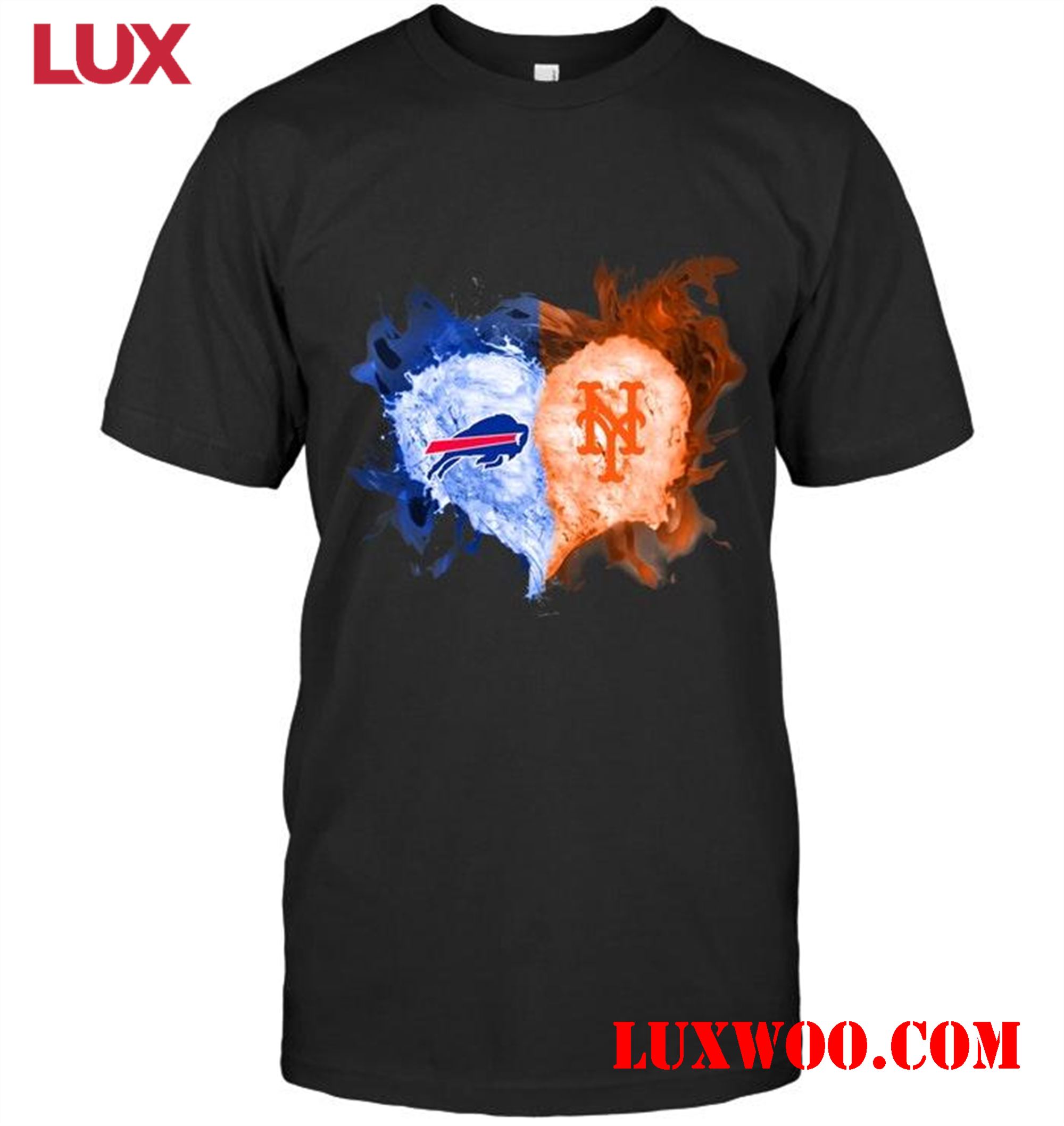 Nfl Buffalo Bills And New York Mets Flaming Heart Fan T Shirt 