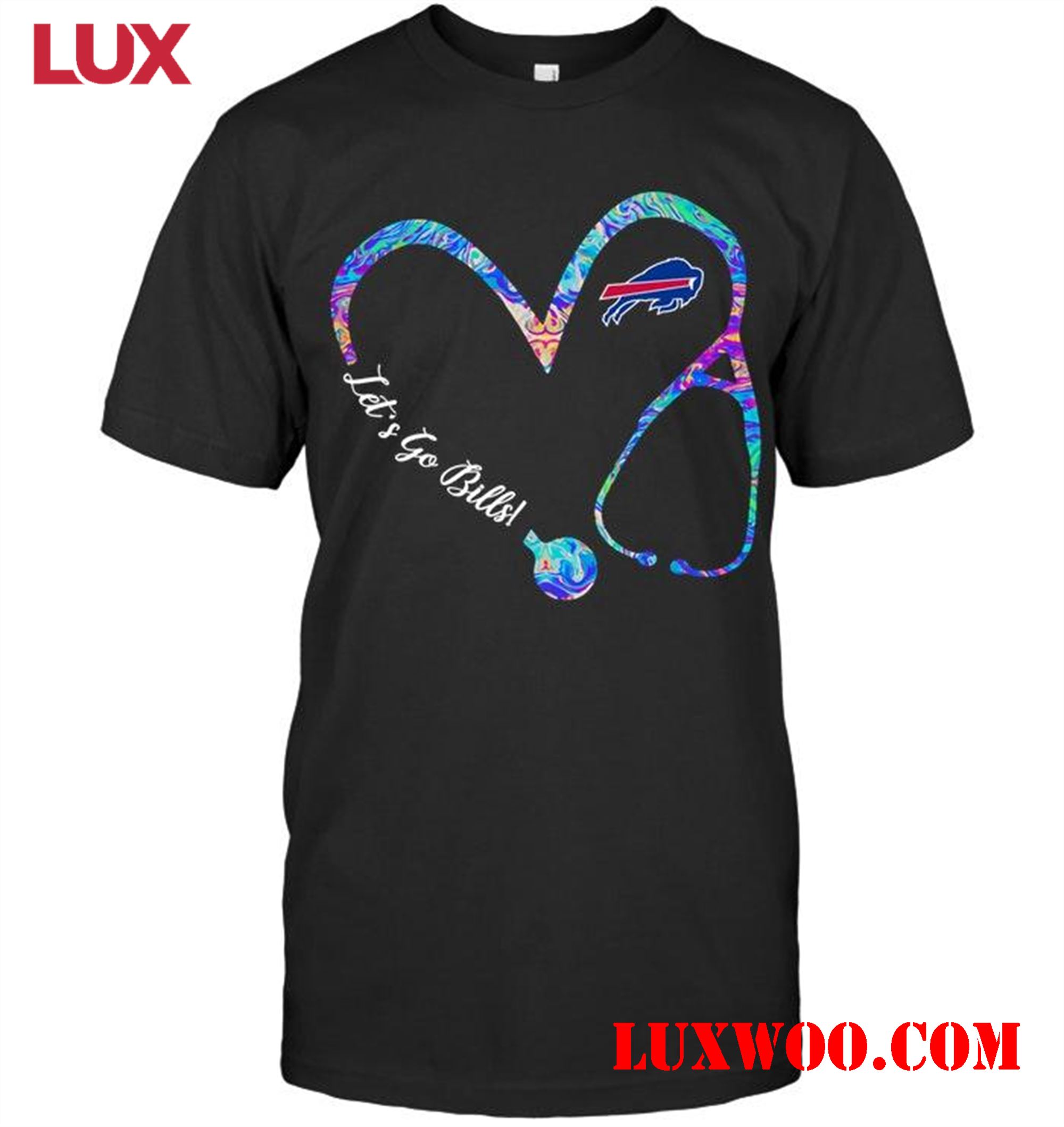 Nfl Buffalo Bills Lets Go Buffalo Bills Dyed Nurse Scope Love Shirt 