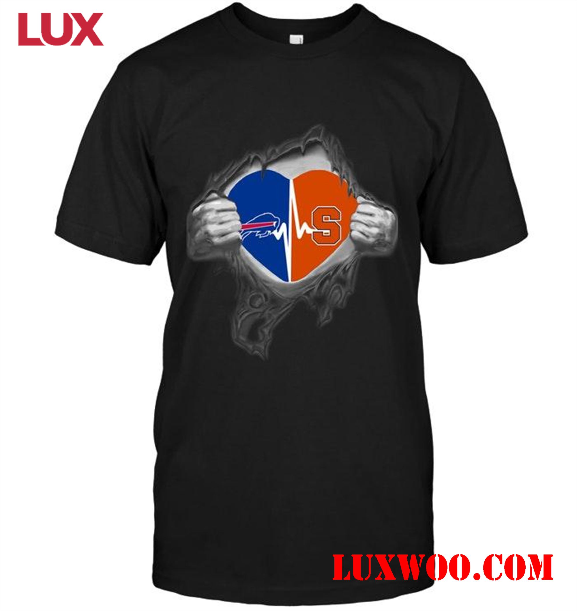 Nfl Buffalo Bills Syracuse Orange Love Heartbeat Ripped Shirt 
