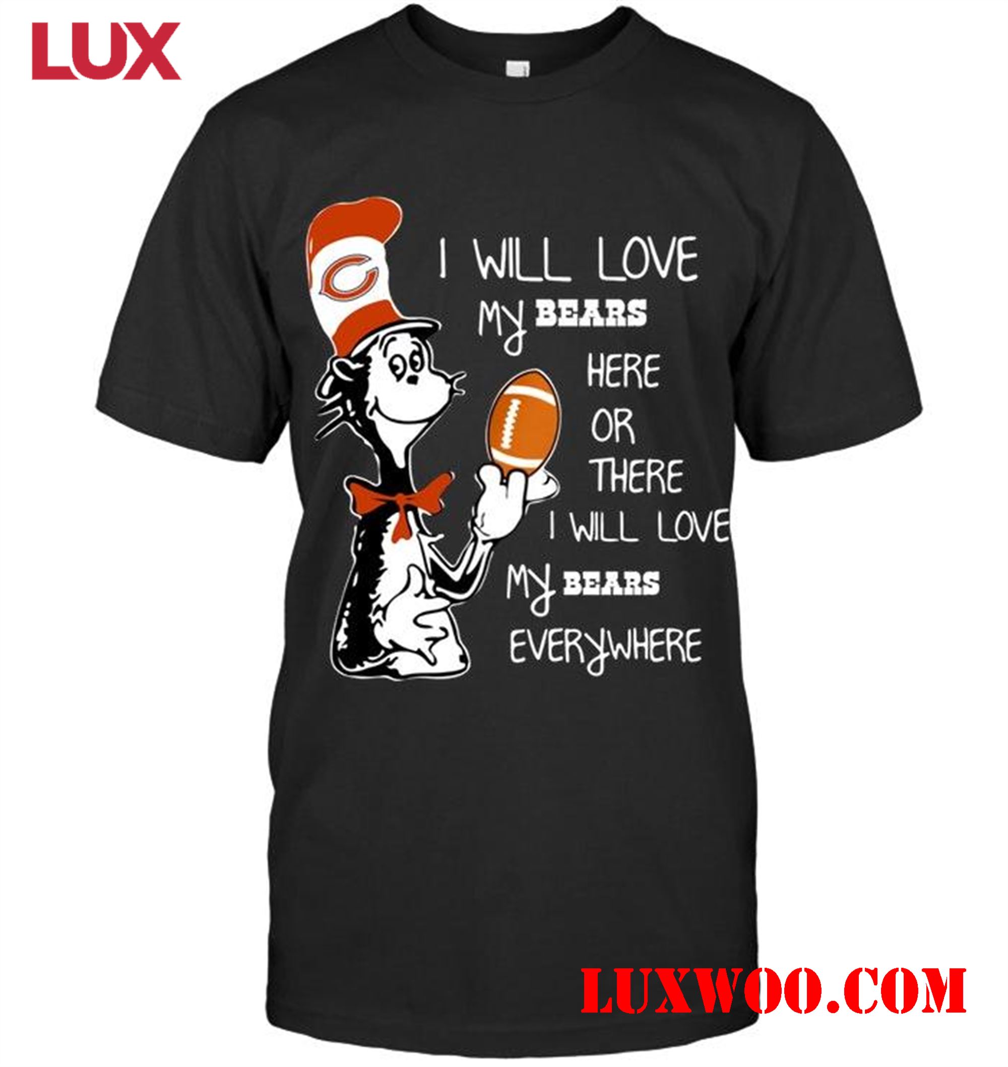 Nfl Chicago Bears I Will Love My Chicago Bears Here Or There Love Everywhere The Cat Fan Simpson Shirt 