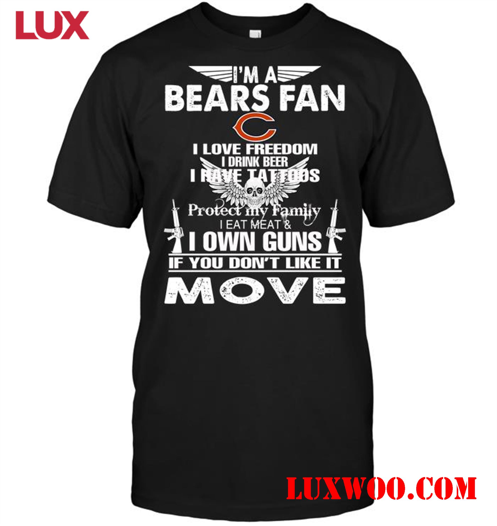 Nfl Chicago Bears Im A Chicago Bears Fan I Love Freedom I Drink Beer I Have Tattoos 