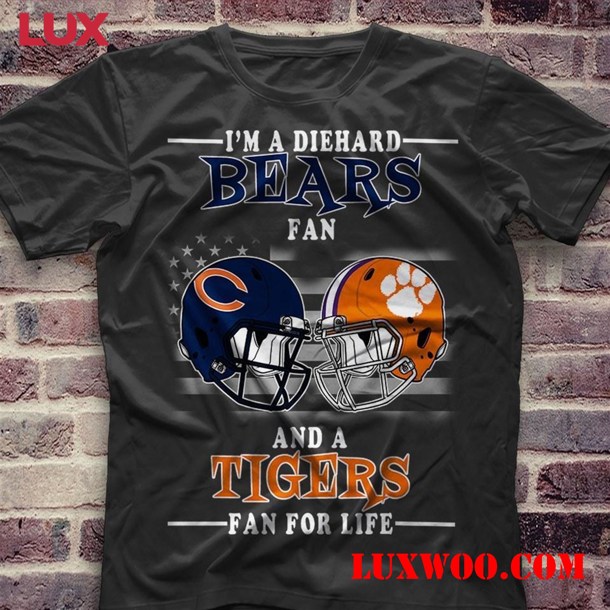 Nfl Chicago Bears Im A Diehard Chicago Bears Fan And Clemson Tigers Fan For Life T Shirt 