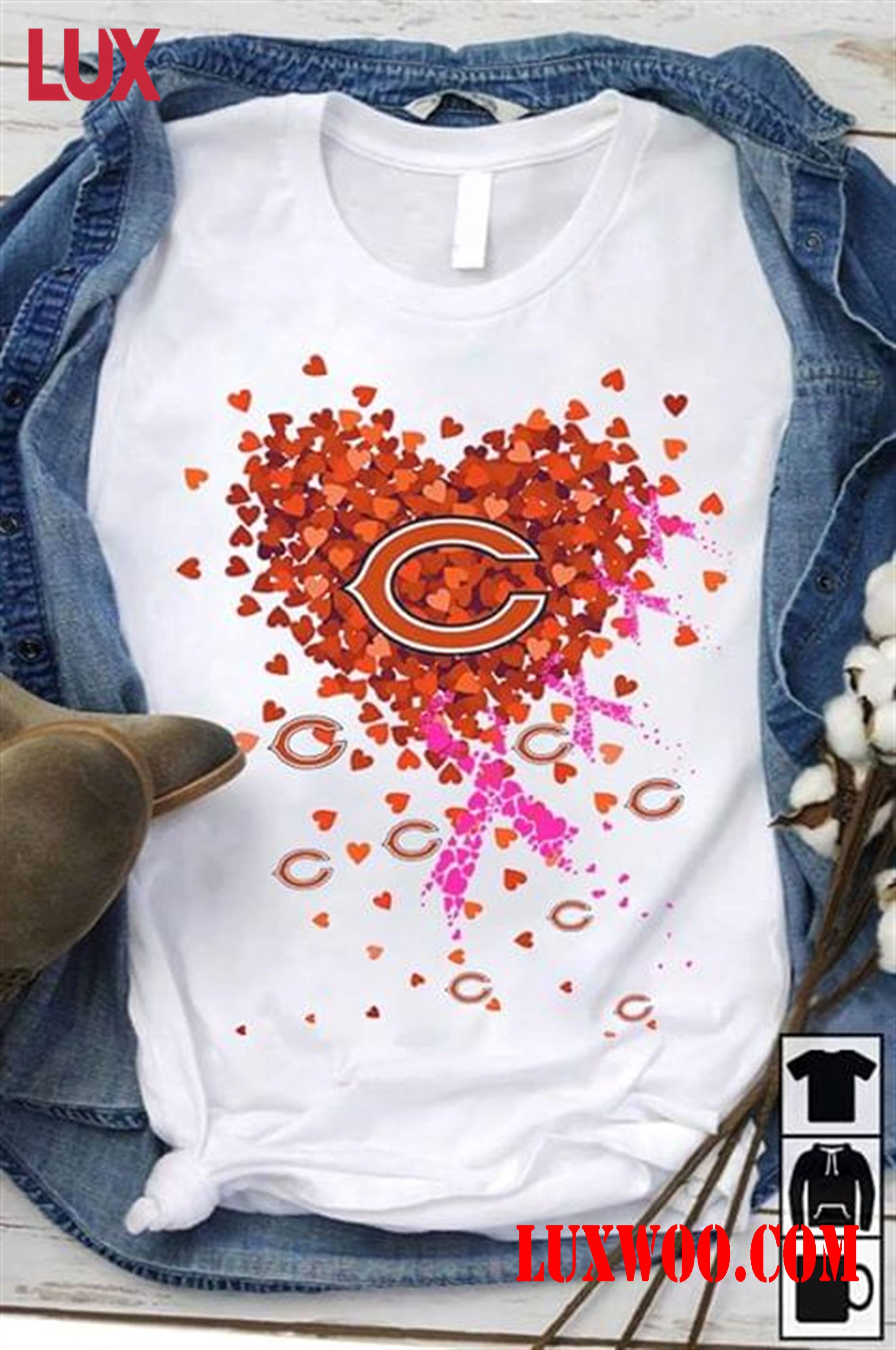 Nfl Chicago Bears Mini Hearts Bre St Cancer 