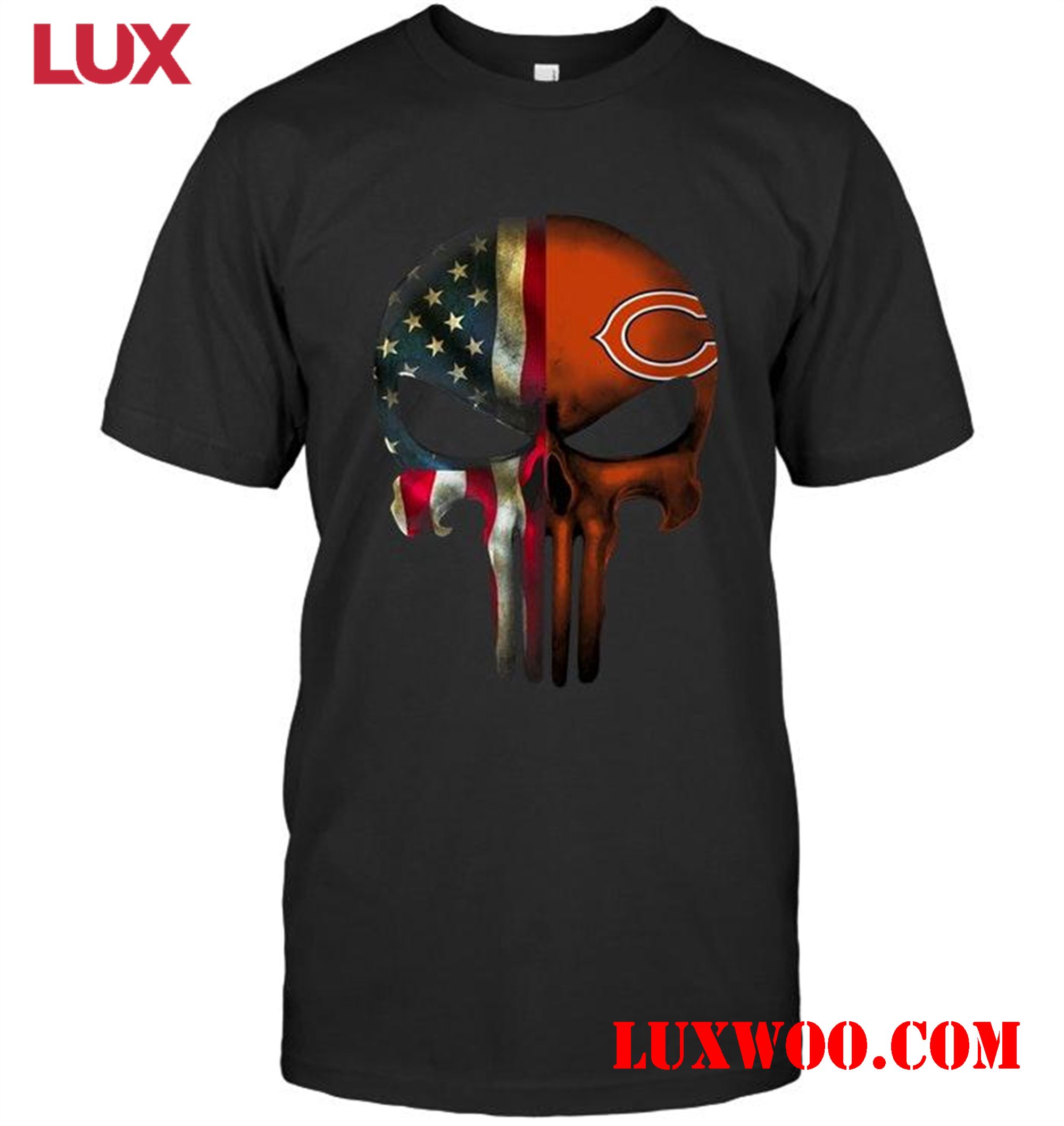 Nfl Chicago Bears Skull American Flag Shirt 