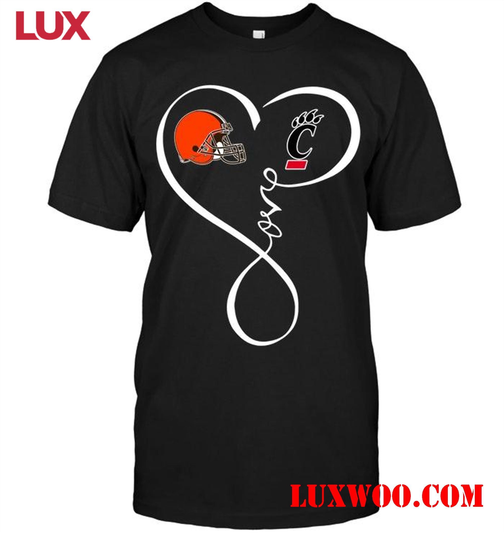 Nfl Cleveland Browns Cincinnati Bearcats Love Heart Shirt 