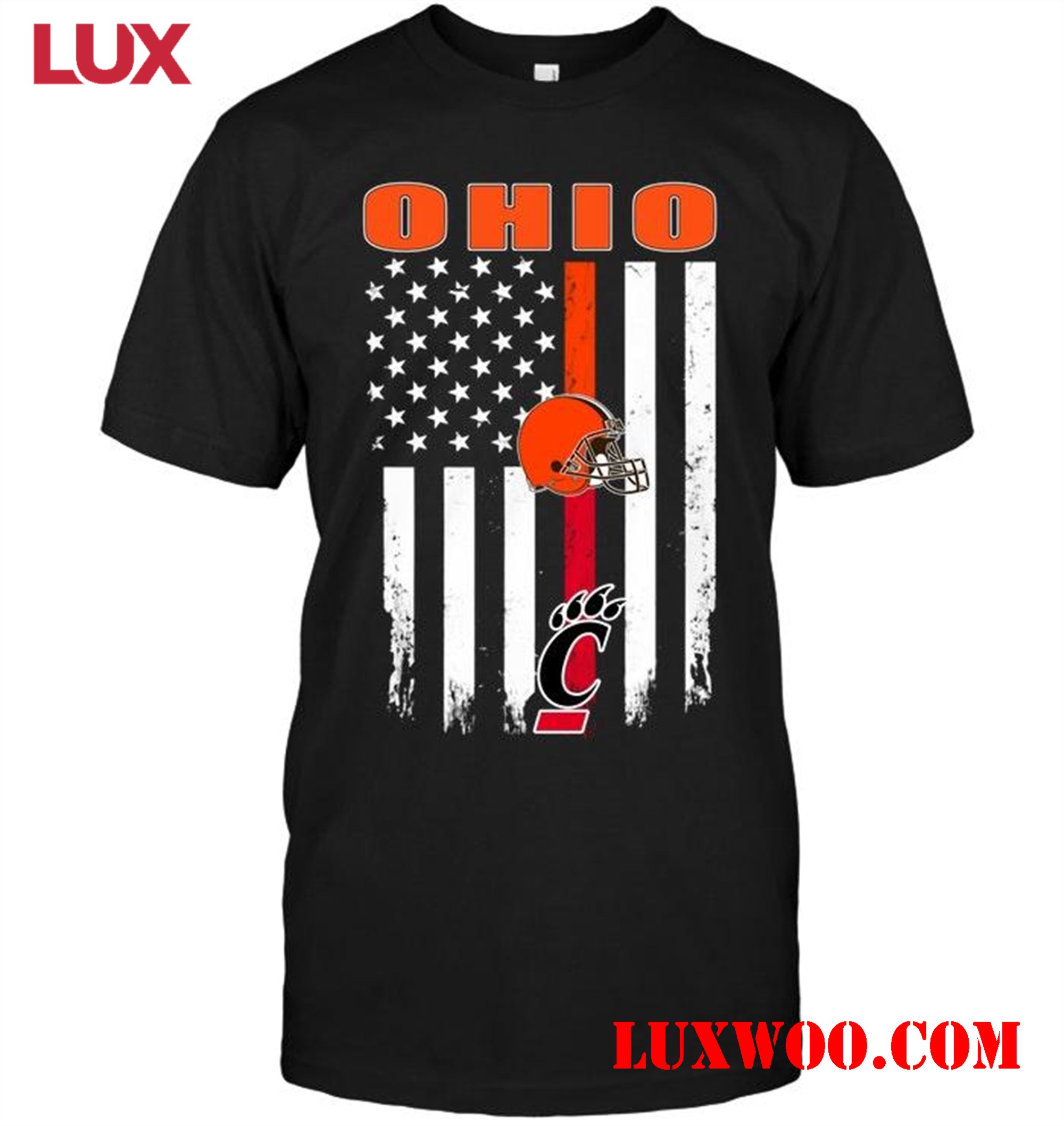 Nfl Cleveland Browns Ohio Cleveland Browns Cincinnati Bearcats American Flag Shirt 