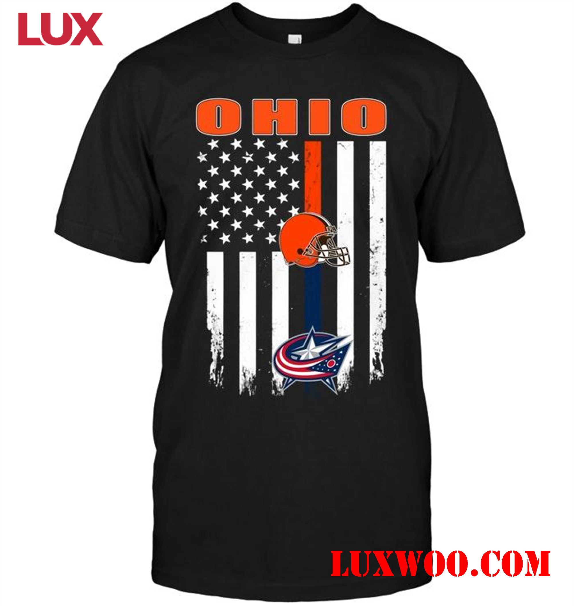 Nfl Cleveland Browns Ohio Cleveland Browns Columbus Blue Jackets American Flag Shirt 