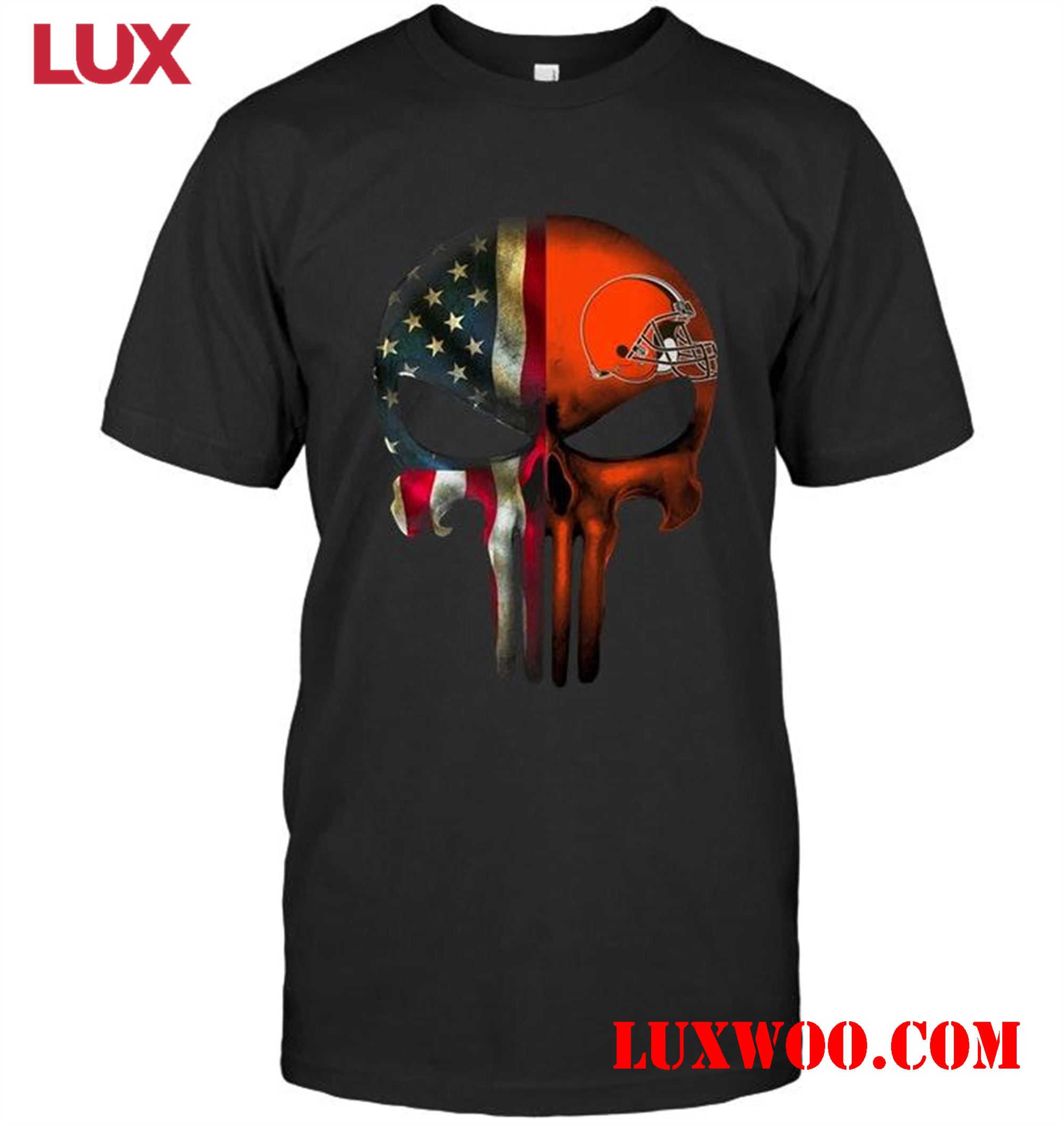 Nfl Cleveland Browns Skull American Flag Shirt 