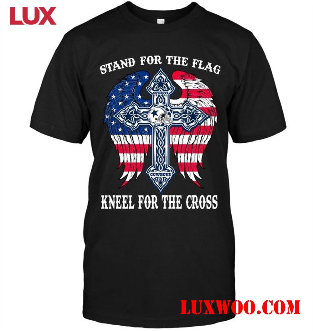 Nfl Dallas Cowboys Stand For Flag Kneel For Cross Dallas Cowboys Jesus Cross American Flag Wings Shirt White 