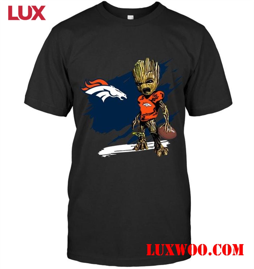 Nfl Denver Broncos Angry Baby Groot Ripped Shirt 