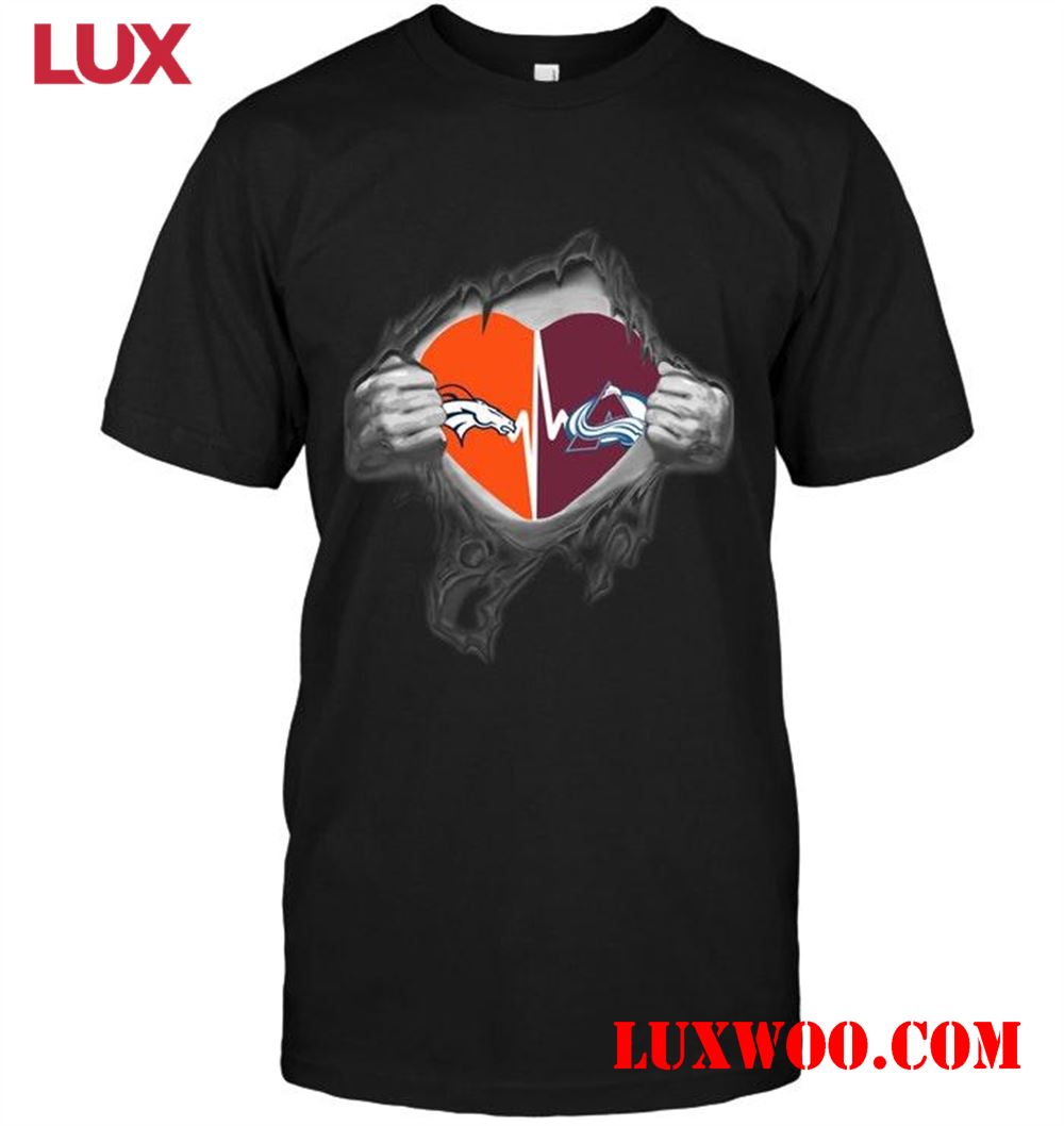 Nfl Denver Broncos Colorado Avalanche Love Heartbeat Ripped Shirt 