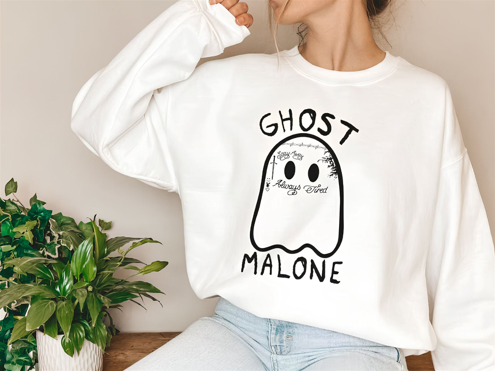Ghost Malone Halloween Shirt Cute Ghost Shirt Funny Ghost Sweatshirt White Size Up To 5xl