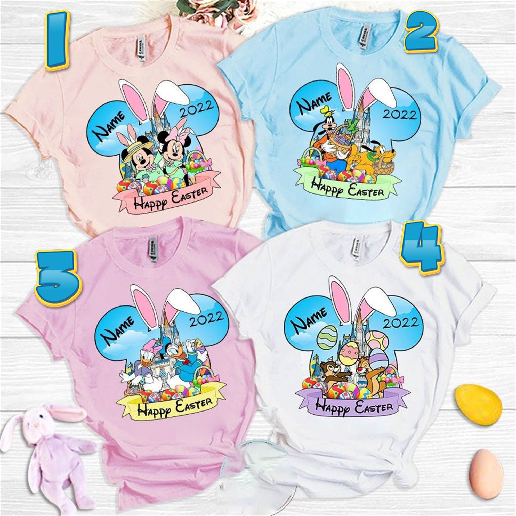 Custom-made Mickey Rabbit Easter Disney Family Shirts 