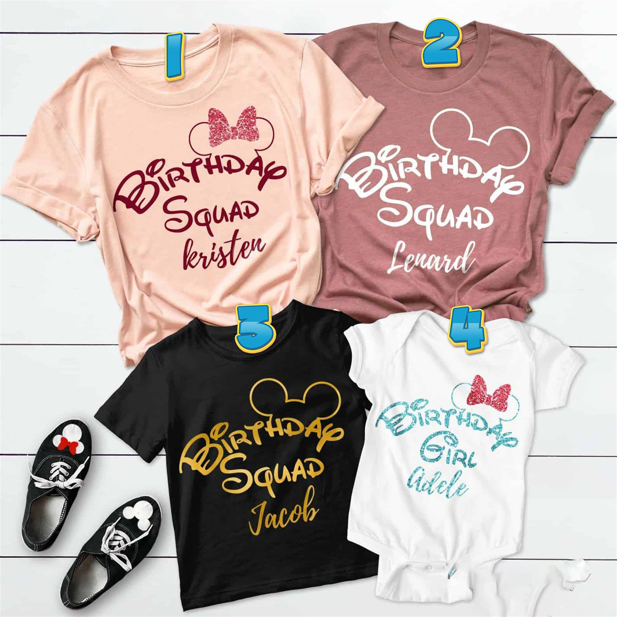 Disney Birthday Woman Birthday Celebration Squad Household Matching Shirts 