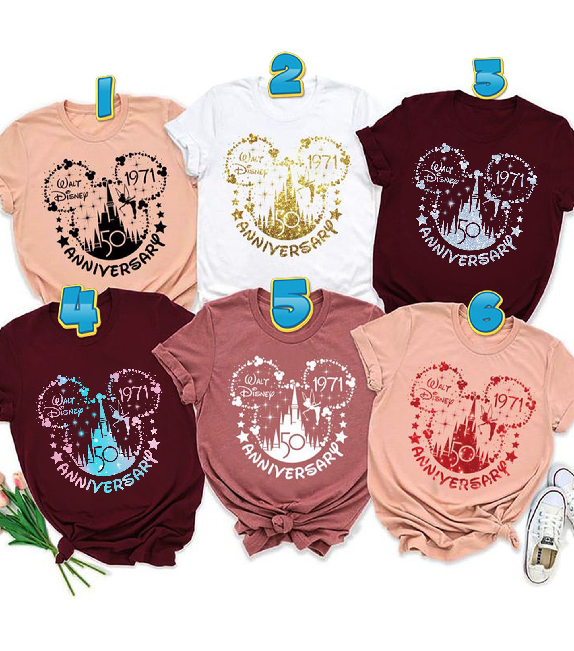 Disney's 50th Wedding Anniversary Magic Kingdom Tee Shirts 