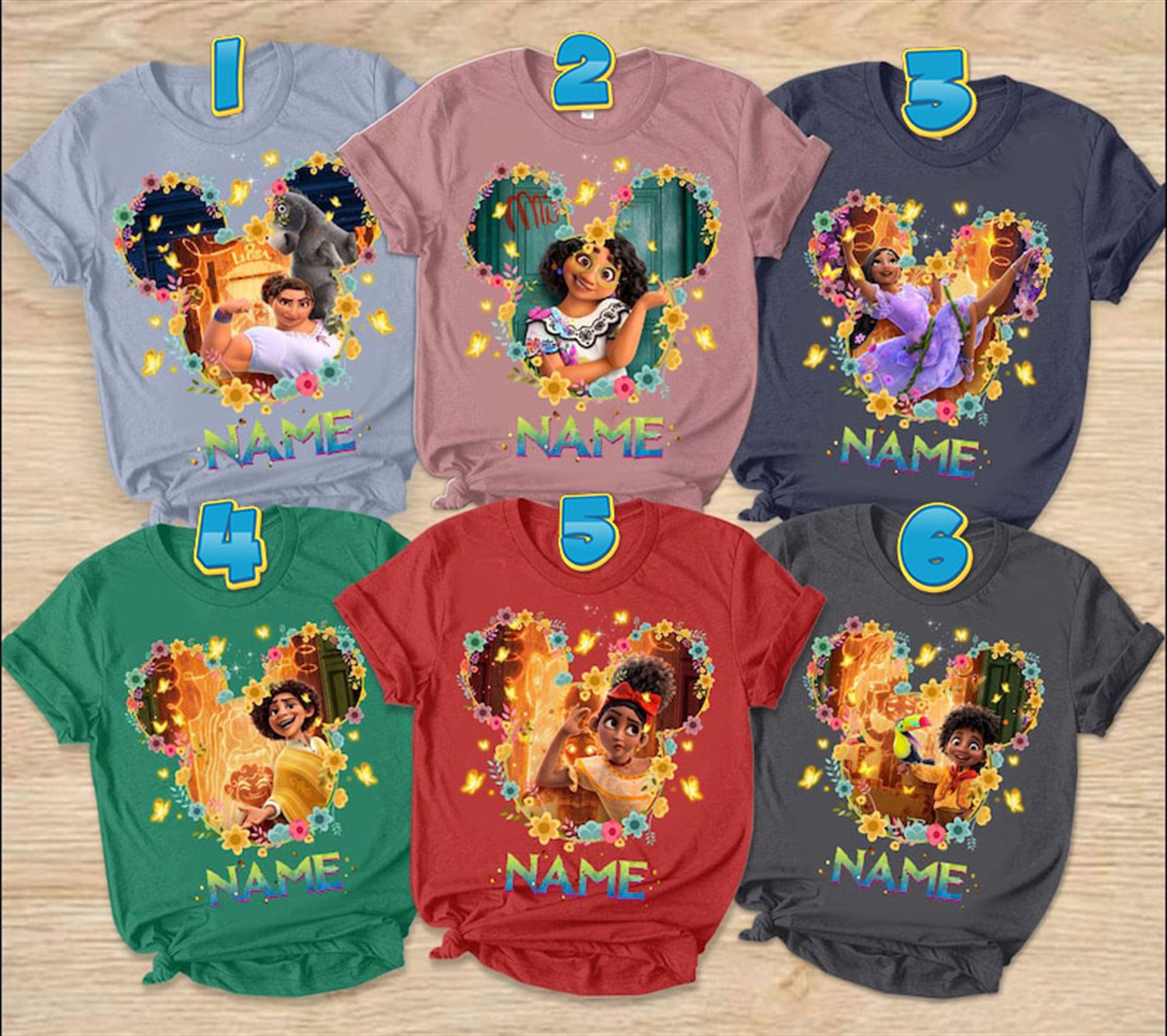 Encanto Disney Family Members Mirabel Madrigal Customized Tee Shirts 