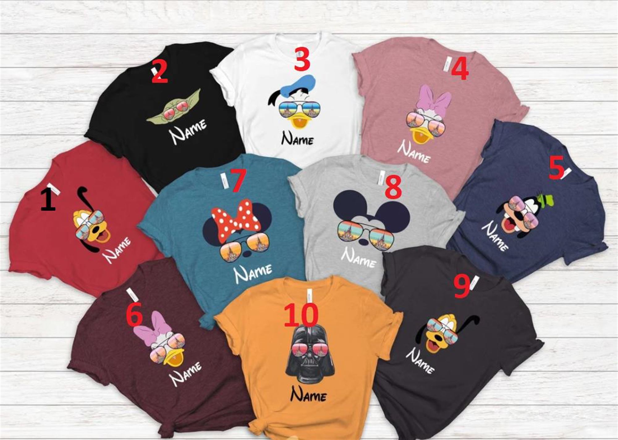 Personalized Disney Personality Family Members Vacation Tee Shirt 