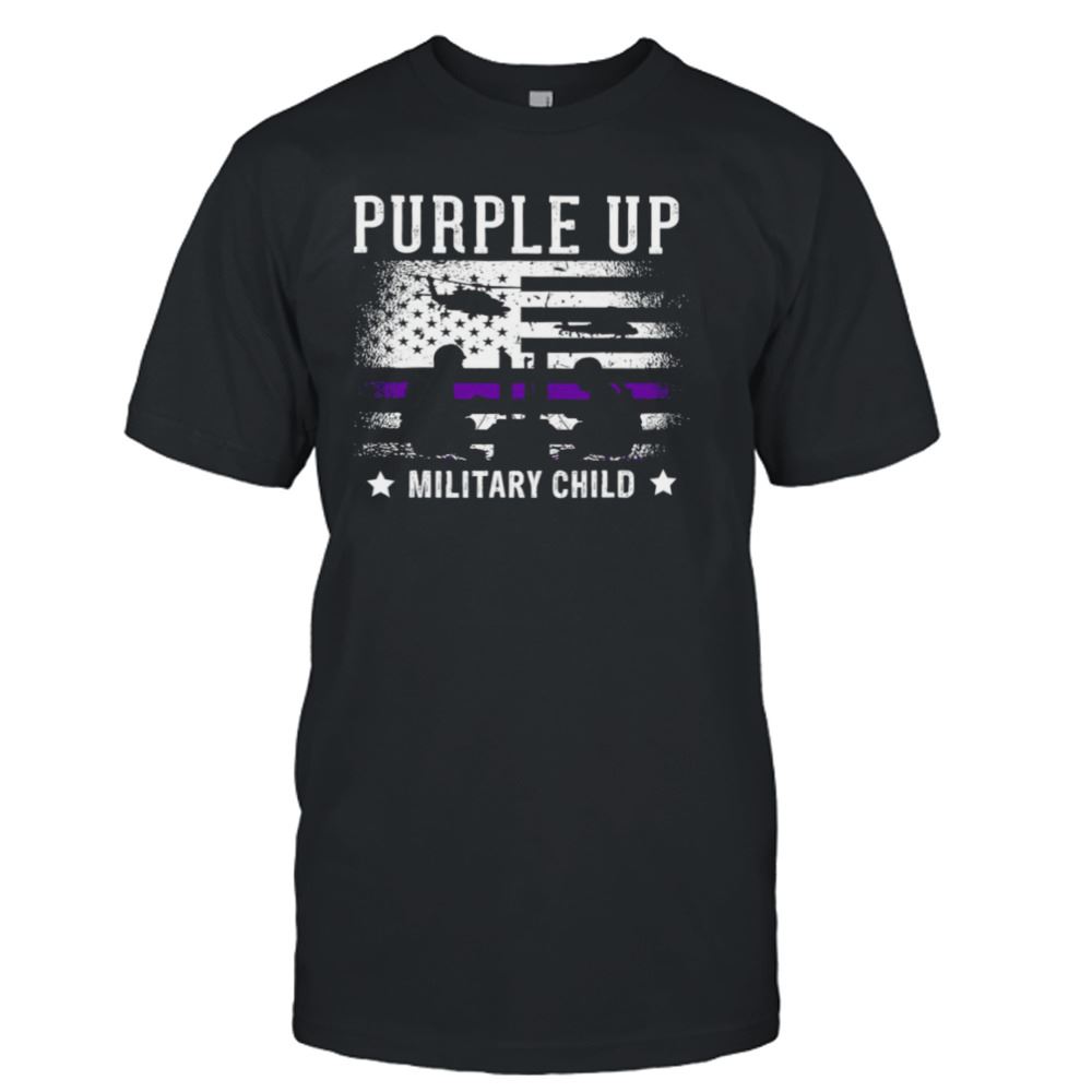 High Quality Grunge Flag Purple Up Month Military Children Usa Shirt 