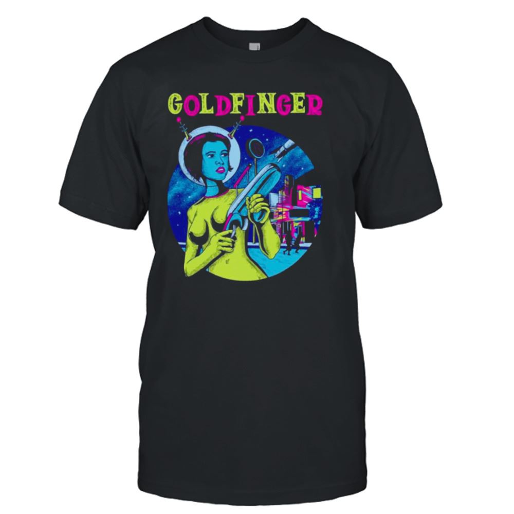 Best Light Blue Goldfinger Band Vintage Shirt 