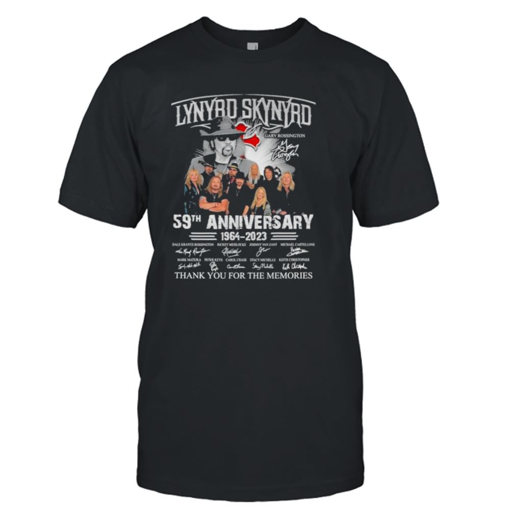 Attractive Lynyrd Skynyrd Gary Rossington 59th Anniversary 1964 2023 Thank You For The Memories Shirt 