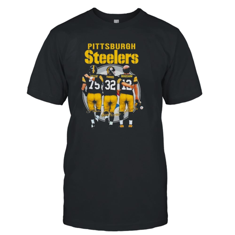 Attractive Pittsburgh Steelers Greene Harris And Bradshaw Signature Shirt 