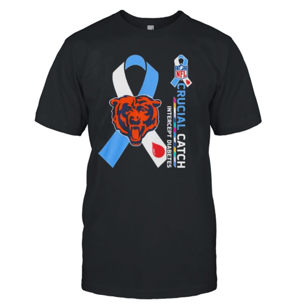Amazing Nfl Chicago Bears Crucial Catch Intercept Diabetes Shirt 