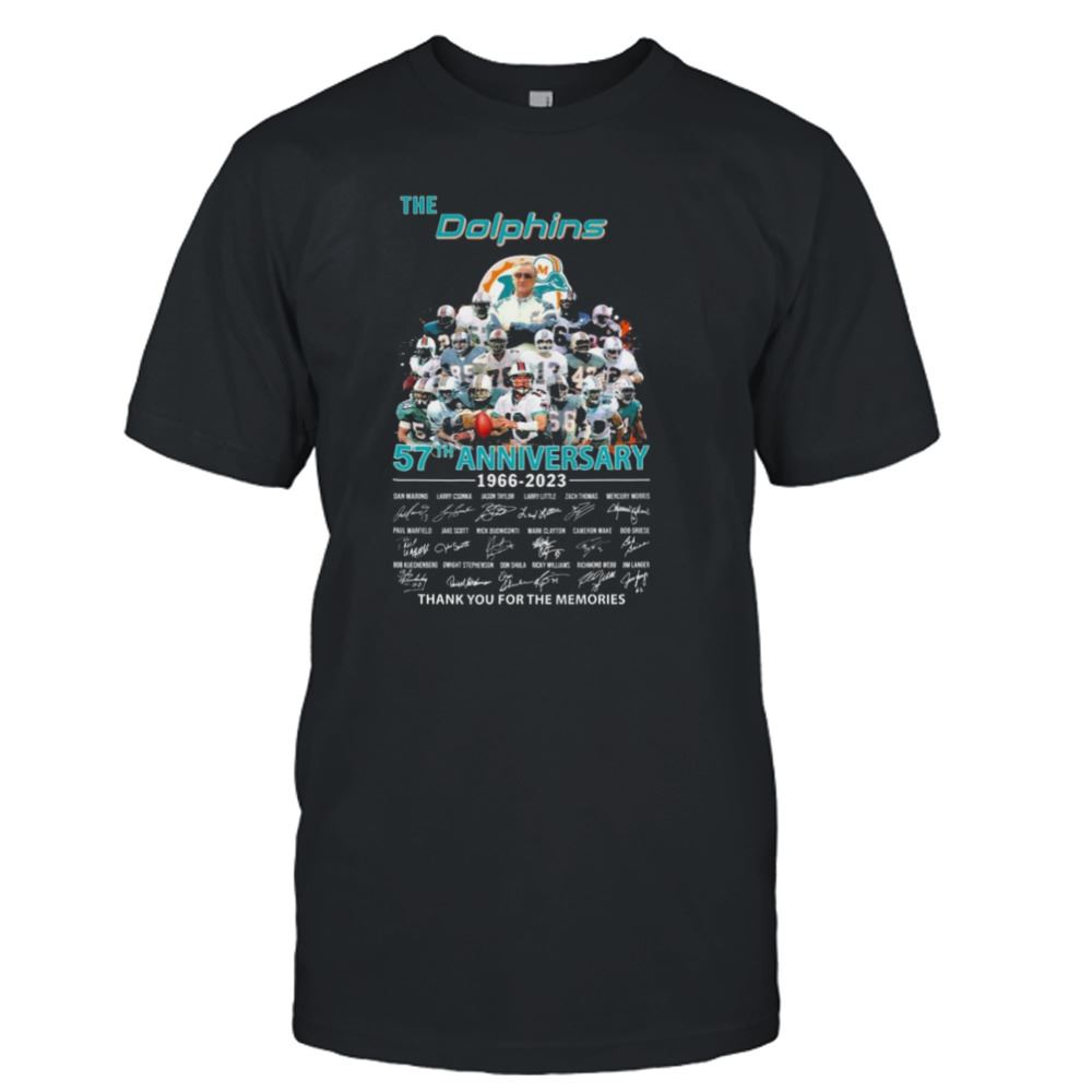 Amazing The Miami Dolphins 57th Anniversary 1966-2023 Thank You For The Memories Signatures Shirt 