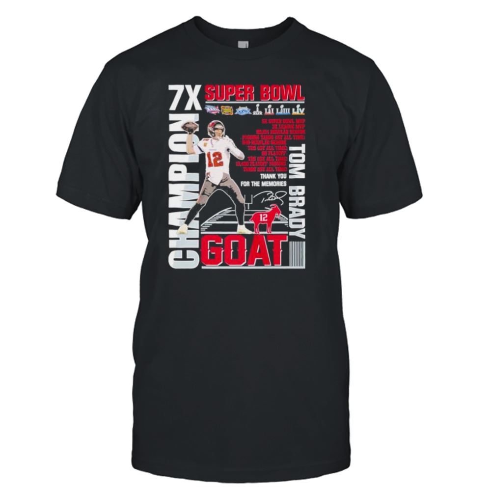 Happy Tom Brady 7x Super Bowl Champions 5x Super Bowl Mvp Goat Buccaneer Thank You Memories Signature T-shirt 
