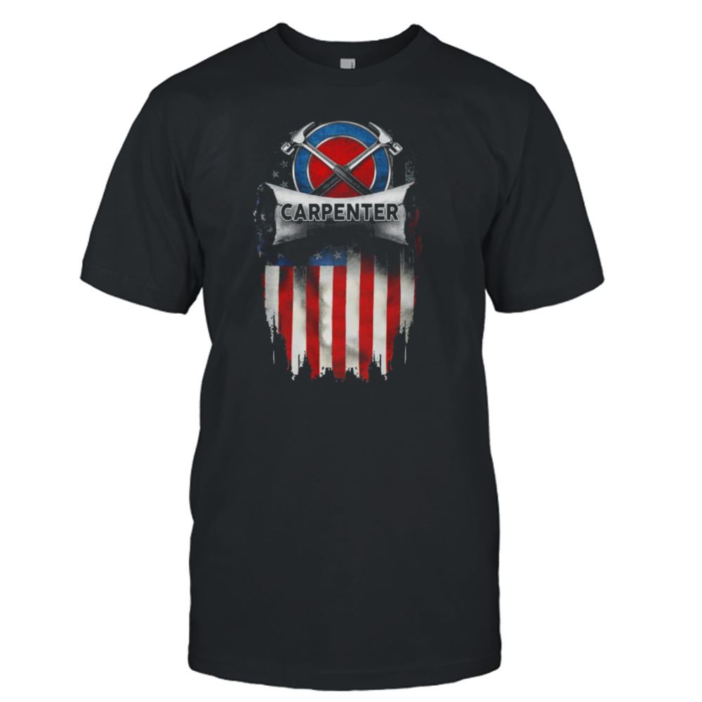 Gifts Carpenter Logo With American Flag Shirt 