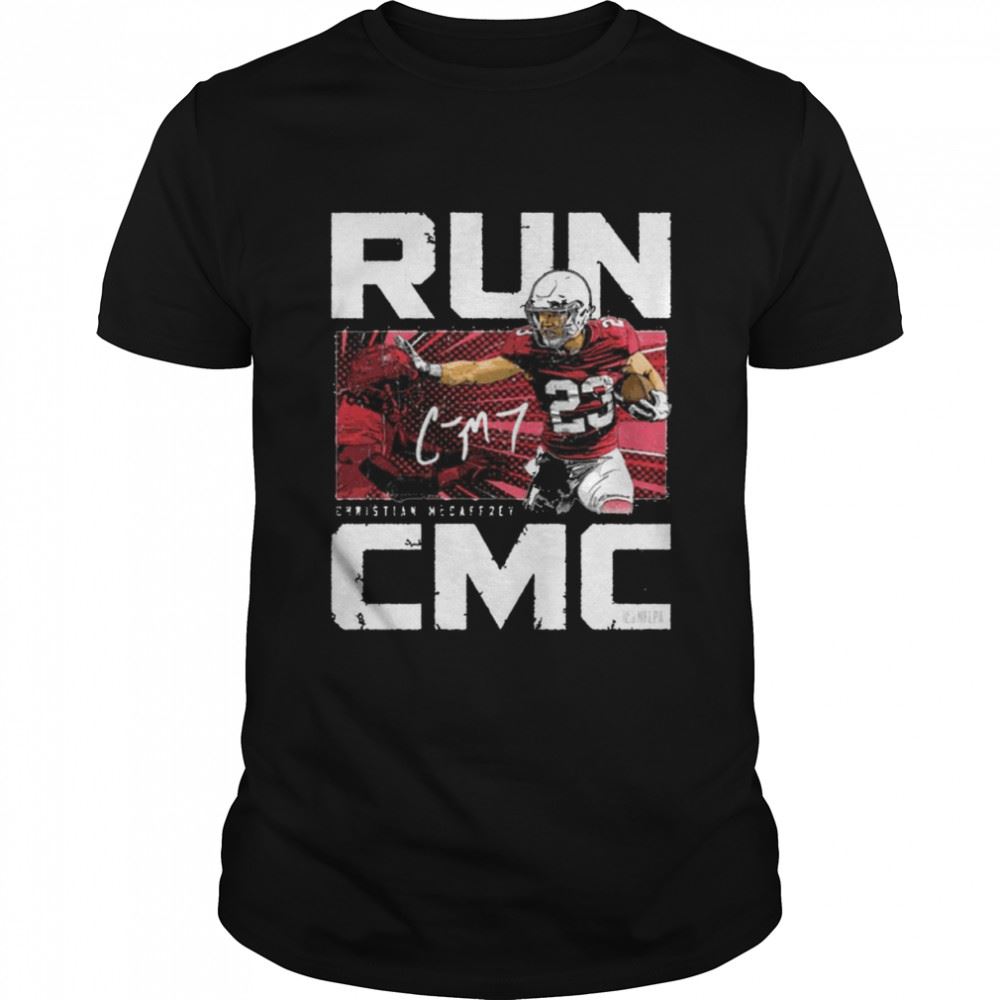 Gifts Christian Mccaffrey San Francisco Stiff Arm Run Cmc Signature Shirt 