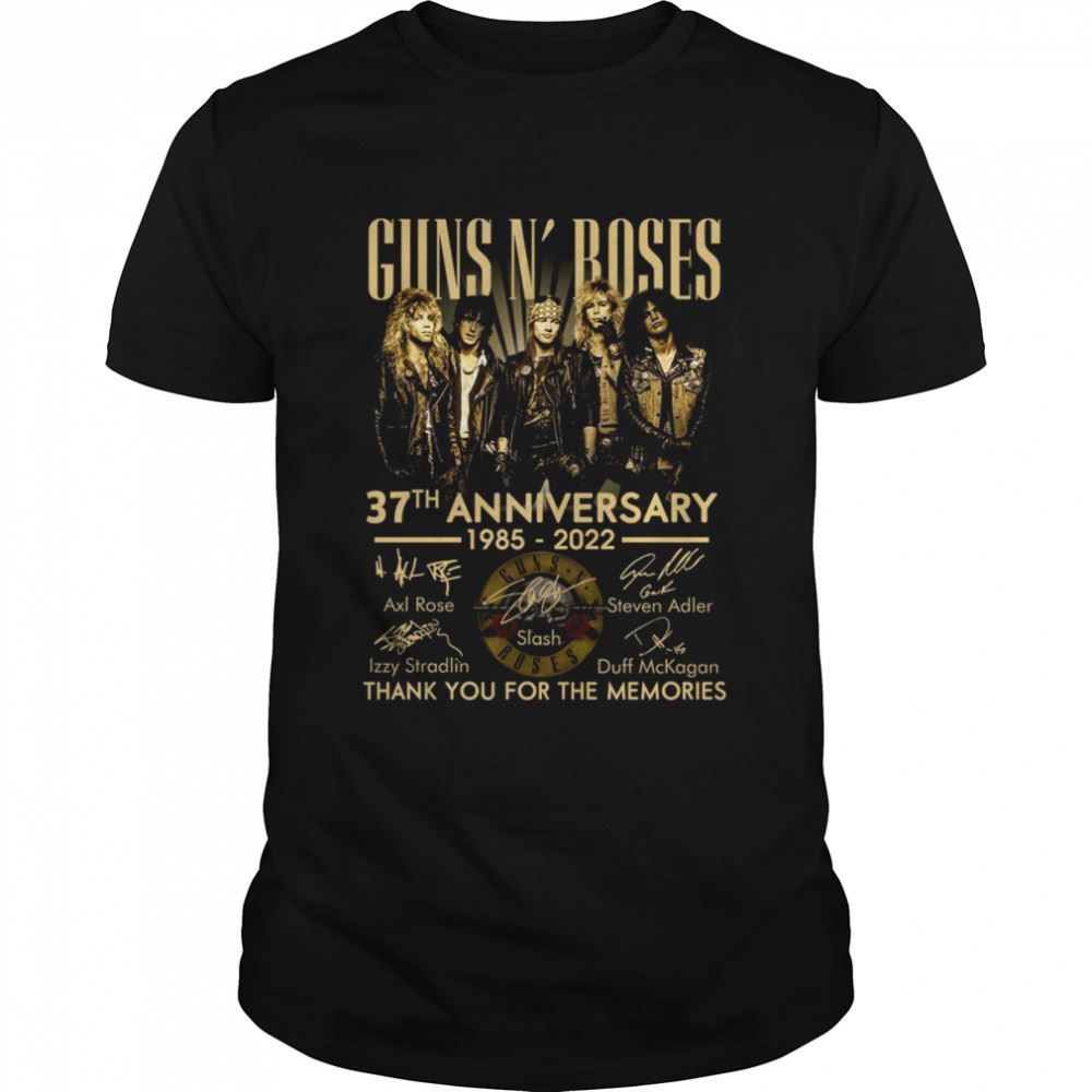 Special Guns N Roses 37th Anniversary Thank You For The Memories Slash Axl Roses Steven Adler Signature Shirt 