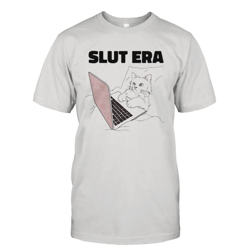 Interesting Slut Era Cat And Laptop Shirt 