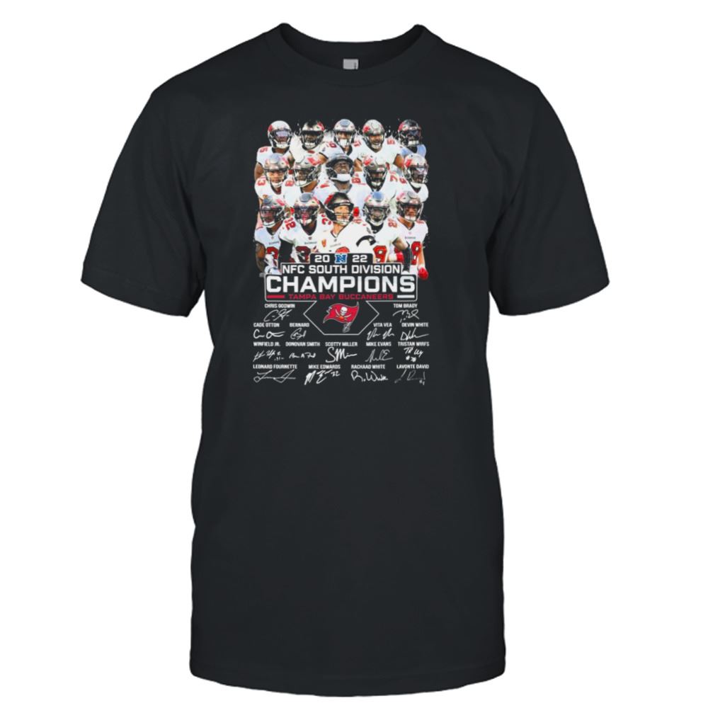 Attractive Tampa Bay Buccaneers Team 2022 Nfc South Division Champions Signatures Shirt 