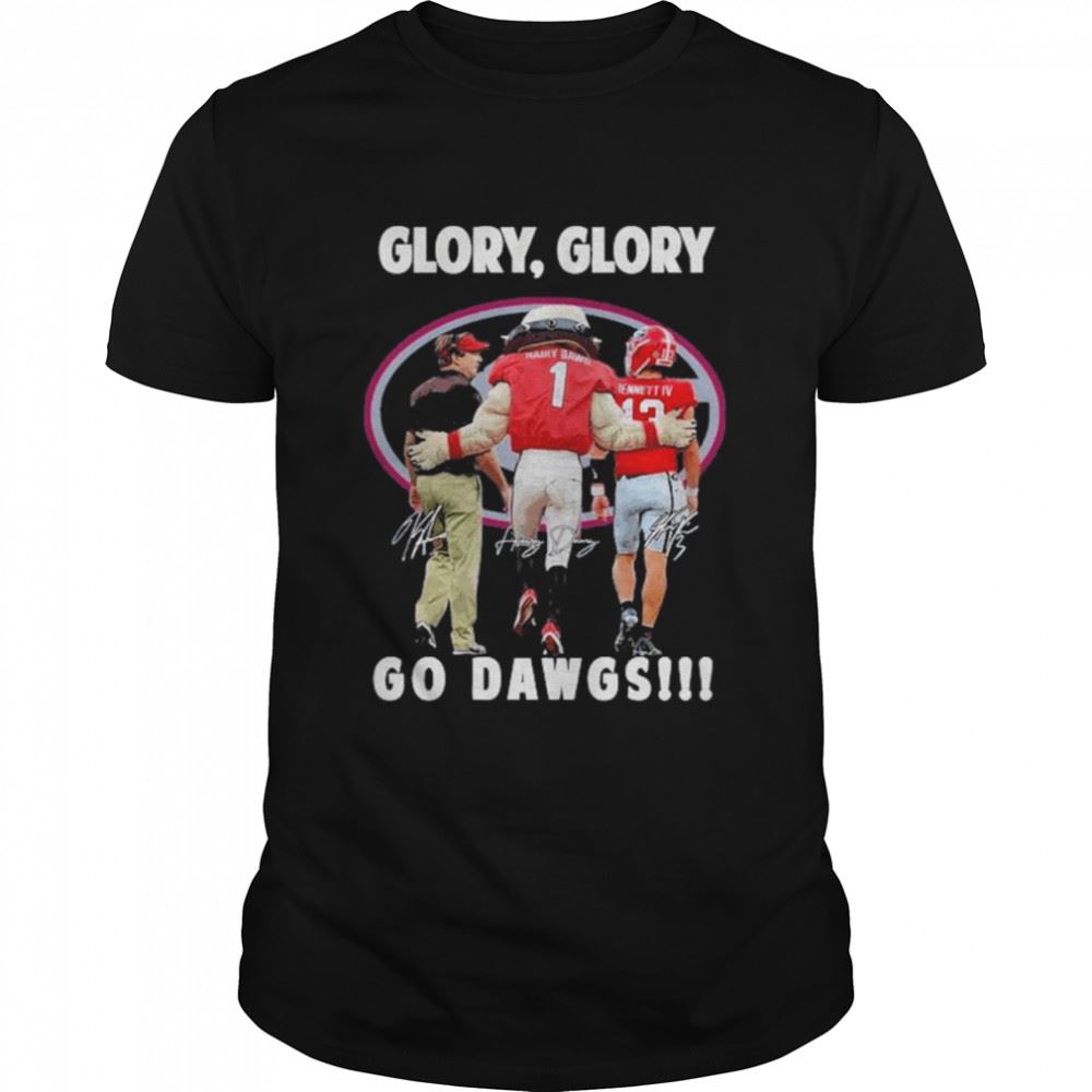 Special Georgia Bulldogs Kirby Smart And Hairy Dawg And Bennett Glory Glory Go Dawgs Signatures Shirt 