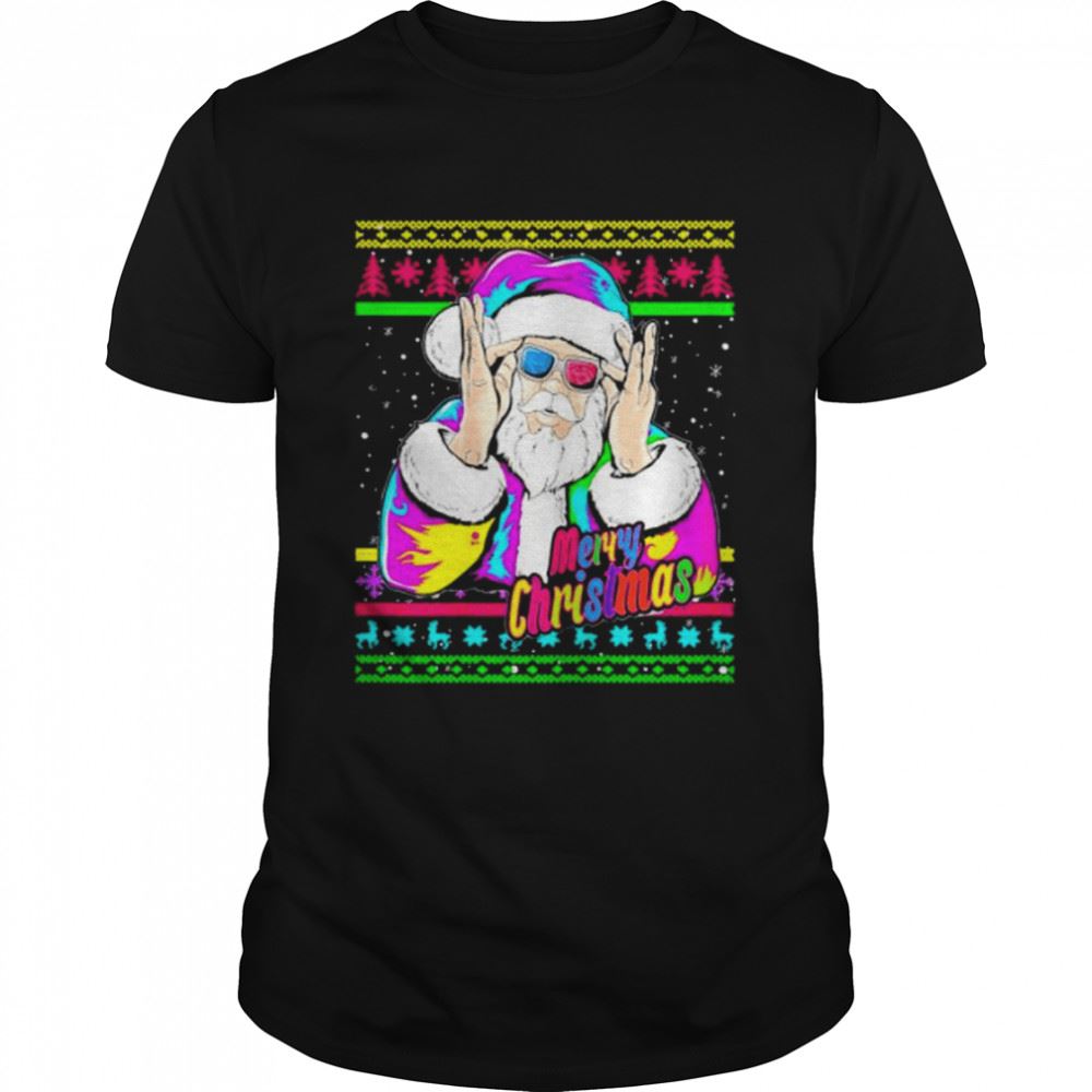 Great Merry Christmas Santa Dj 90s Fancy Dress Shirt 