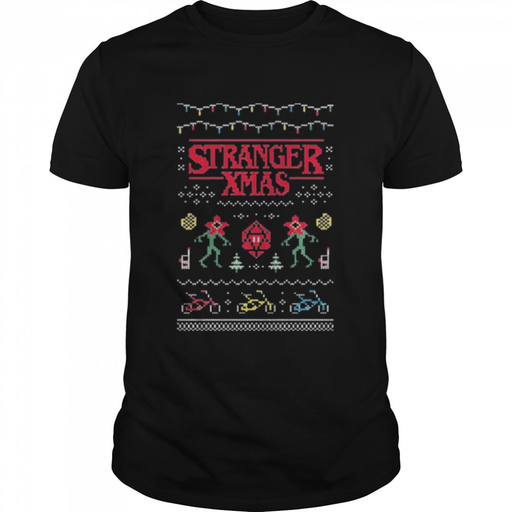 Awesome Scary Monster In Stranger Things Christmas Pattern Shirt 