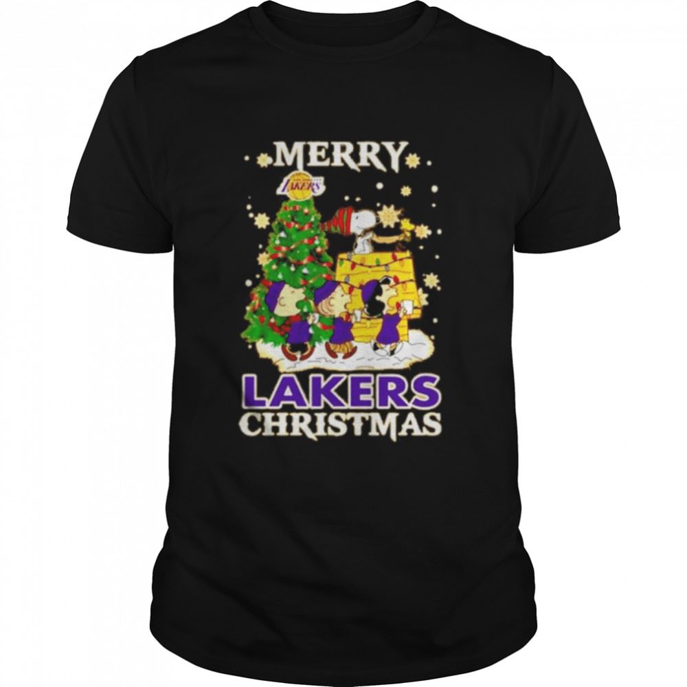 Promotions Snoopy And Friends Merry Los Angeles Lakers Christmas Shirt 