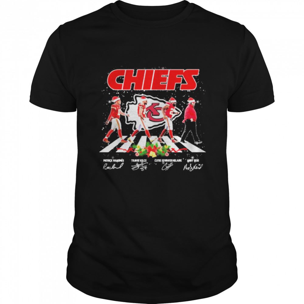 Happy The Chiefs Nfl Team 2022 Abbey Road Merry Christmas Signature Shirt 