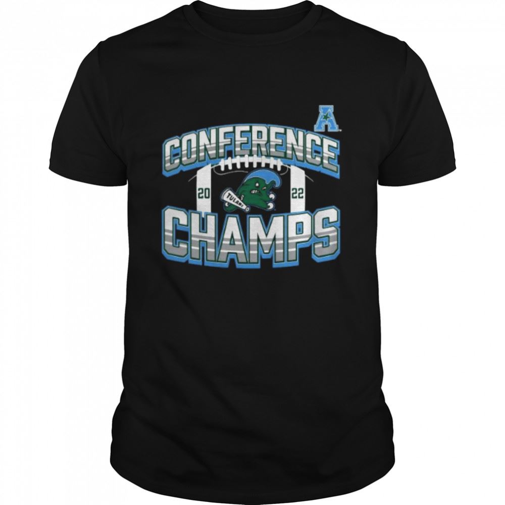 Attractive Tulane Green Wave 2022 Aac Football Conference Champions Icon Bold T-shirt 