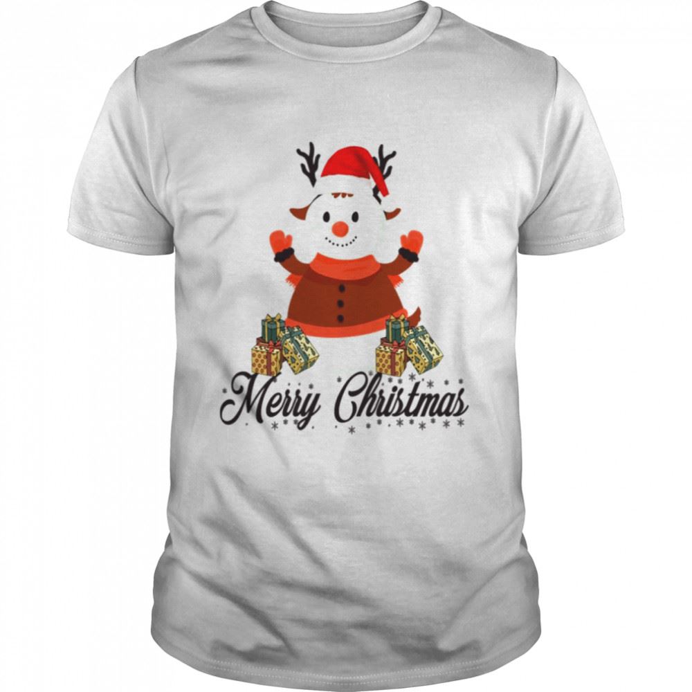 Gifts Black Text Merry Christmas Snowman Shirt 