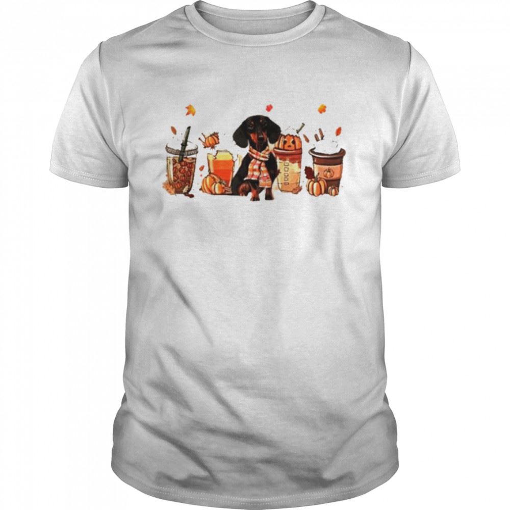 Best Fall Coffee Pumpkin Spice Latte Iced Autumn Dachshund Shirt 
