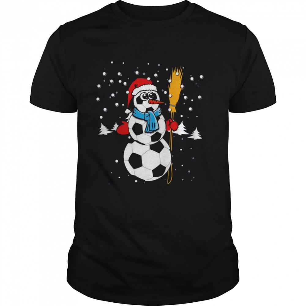 Interesting Football Soccer Football Snowman Christmas Shirt 