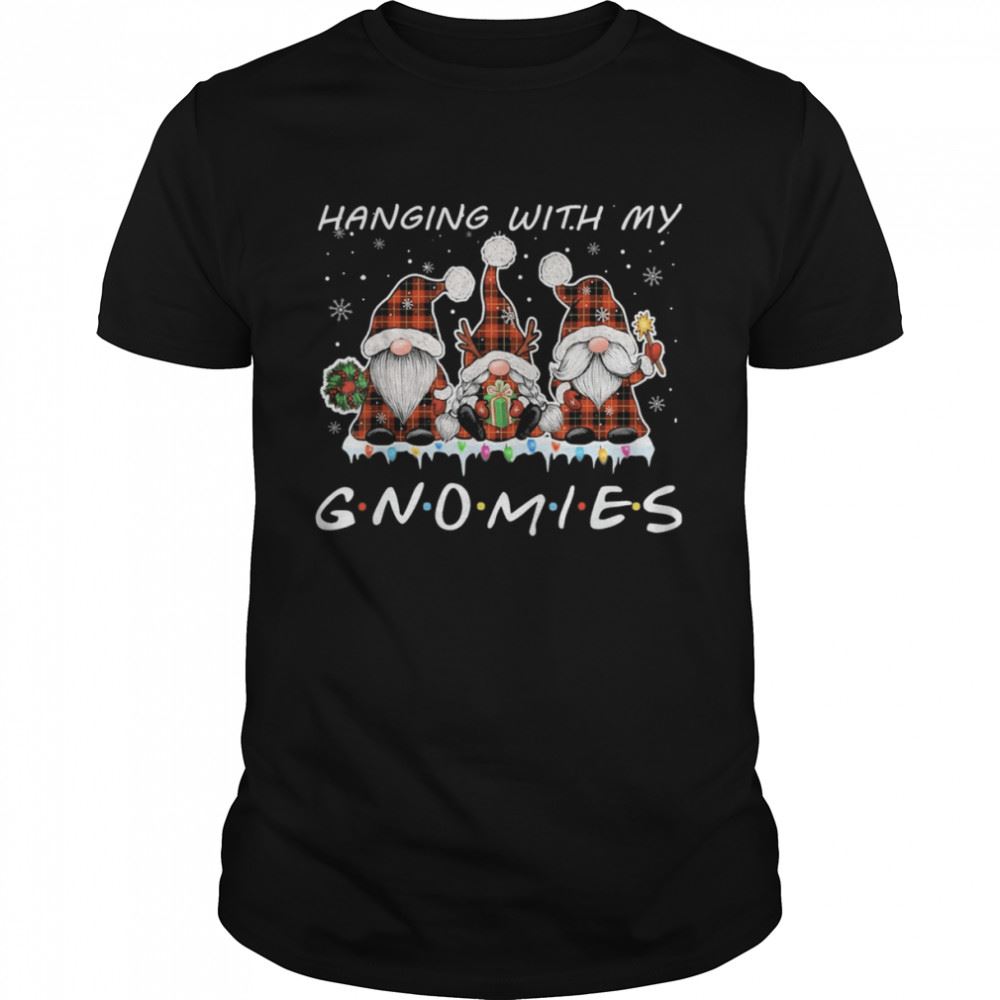 Gifts Hanging With My Gnomies Buffalo Plaid Red Christmas Lights Shirt 
