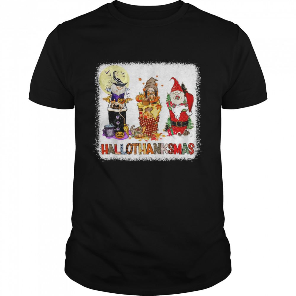 High Quality Happy Hallothanksmas Gnomes Funny Thanksgiving T-shirt 